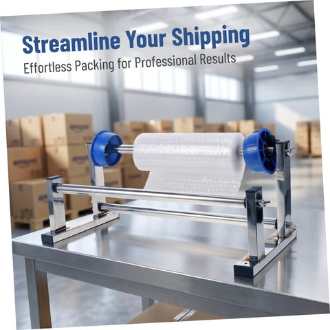 Manual Stretch Film Dispenser Wrapping Machine With Metal Plastic Frame Keepin It Simple Lightweight Hand Operated Unwinding Film Holder For Moving Relocation And Regular Wrapping Supplies on table