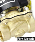 Brass Electric Solenoid Valve Half Inch NPT Normally Closed 110V AC Flow Direction Label