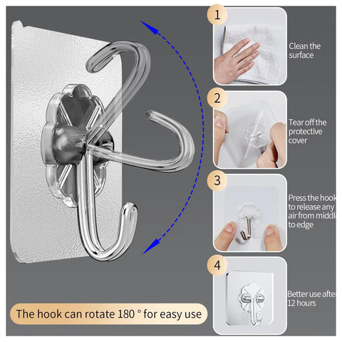 Heavy Duty Self Adhesive Hooks 27 Pack Up To 25 Lb Capacity Stainless Steel Sticky Hangers installation guide
