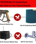 X-887 High Pressure Washer Gun With Foam Cannon Kit warning about incompatibility with garden hose and faucet connections