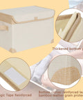 Sturdy beige foldable storage bin featuring tough reinforced side panels, perfect for organizing clothes and toys. Kick Some Clutter To The Curb With These Roomy Foldable Storage Bins Featuring Tough Reinforced Side Panels And Snug Fitting Covers Designed To Keep Your Home Base Looking Sharp And Fully Organized All Year Round.