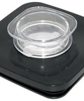 5 Cup Square Top Glass Jar Assembly With Blade Gasket Base And Lid For Classic Series Blenders Replacement Jar Compatible With Oster And Osterizer Blenders showing plastic and rubber lid component.