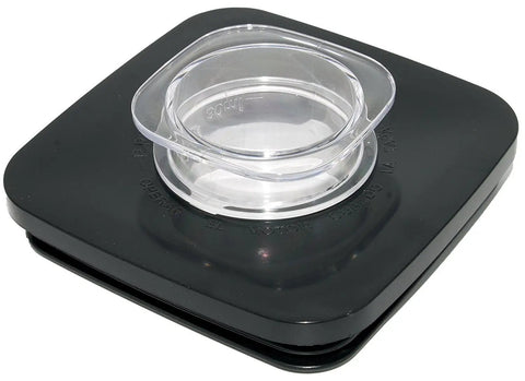 5 Cup Square Top Glass Jar Assembly With Blade Gasket Base And Lid For Classic Series Blenders Replacement Jar Compatible With Oster And Osterizer Blenders showing plastic and rubber lid component.