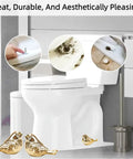 Upgrade Your Bath Setup With These Fresh Golden Bird Ceramic Toilet Bolt Caps, showing gold bird designs by clean white toilet setup.