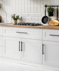 Installed Five Pack 10 Inch Matte Black Cabinet Handles For Kitchen Cabinets And Dresser Drawers, Stainless Steel Pulls