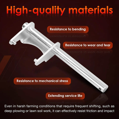 618-0245B Shift Fork For Yard Machines Compatible Units, Easy Install, Durable Transmission Part, Smooth Shifts, No Fuss Gear Tuning, 2 Year Warranty, Built For Tough Yard Work. Silver metal shift fork part on dark background