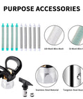 Hassle Free Airless Paint Spray Gun Kit With Five Reversible Tips Ten Spare Mesh Filters And Safety Nozzle Guard accessories including mesh filters and nozzle.
