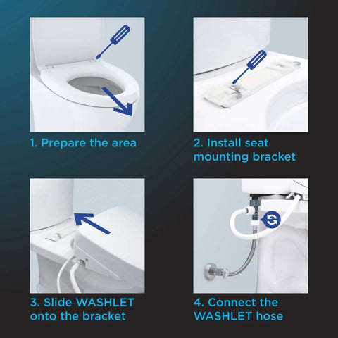 Installation steps for WASHLET Tee Connector for Quick Water Supply Installation with Tool Free Thumb Nut and Bidet Seat