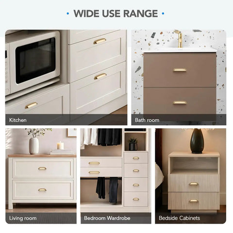 Slick Champagne Bronze Cabinet Pulls With Three Inch Handle Center Solid Zinc Alloy Cup Handles For Kitchen Drawer Refresh shown in kitchen and bathroom cabinetry.