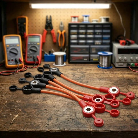 Totally Rad 6Pcs E-Bike Battery cables with Thick Flex Copper Wire 2.5mm² That Boost Safety Flame Resistant PVC Insulation For Super Charging And High Performance Ride On Any Street, red-black leads