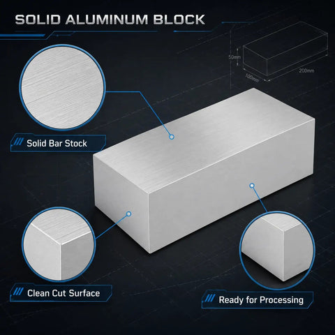 Beefy 6061 Aluminum Block 2 Inch Thick by 4 Inch Wide by 8 Inch Long Pro Grade Flat Bar Stock for CNC Milling Lathe Work Machining Drilling DIY Projects and Industrial Use, solid block