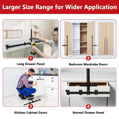 44 Inch Cabinet Hardware Jig Kit With 16 Inch Handle Jig And Auto Center Punch Aluminum Alloy Template Drill Guide for cabinet installation