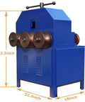 PreAsion Electric Pipe Bender Roller For Round Stainless Steel Tubing with three rollers, dimensions 32.3x22.4x18 inches.