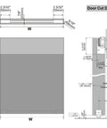 Technical drawing of Concealed Wall Mounted Sliding Barn Door Hardware Kit With Soft Close Mechanism, dimensions and details shown.