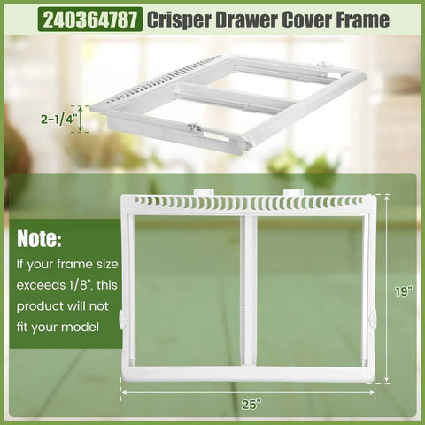 240364787 Drawer Cover Frame For Refrigerator Crisper Drawer With Humidity Control Replacement Part For Fridge Easy Fit Durable Plastic Crisper Cover Frame Fits Various Models Keeps Produce Fresh