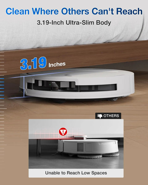 Deebot T50 Pro Omni Robot Vacuum And Mop Built For Busy Homes No Fuss Cleaning With 3.19 Inch Ultra Slim Body under bed