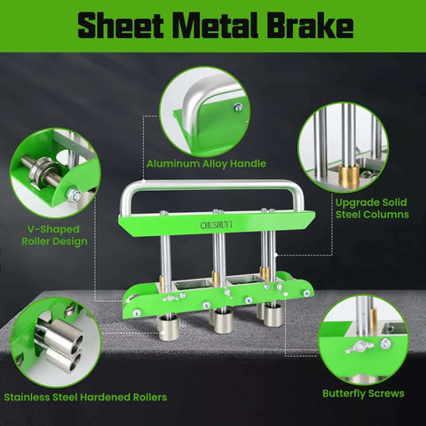 Pro-Grade Metal Bending Tool Set For Standing Seam Roofing Edge Roller With Tin Snips Three-Station Bead Roller in use