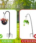 Comparison of Shepherds Hooks For Outdoor 42 Inch Garden Bird Feeder Pole With Five Prongs Base Adjustable and a less stable hook.