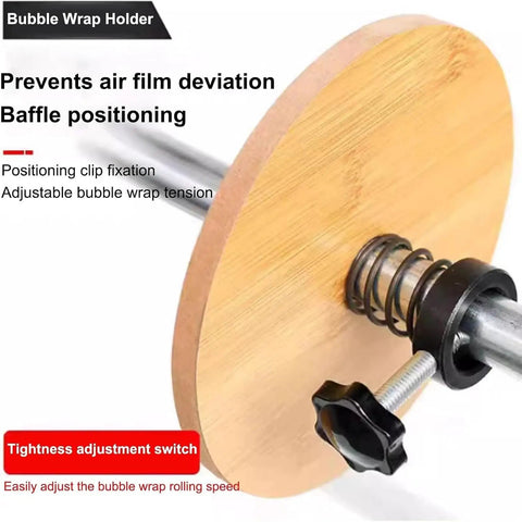 Heavy Duty Bubble Cushioning Wrap Stand With Precise Tension Control, Foldable No Slip Packing Station close-up of tension adjustment mechanism.