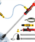 Top Tier Cordless Stick Water Transfer Pump For 18V Battery Moves Fluids With Zero Hassle Sleek Build, various components on white background.