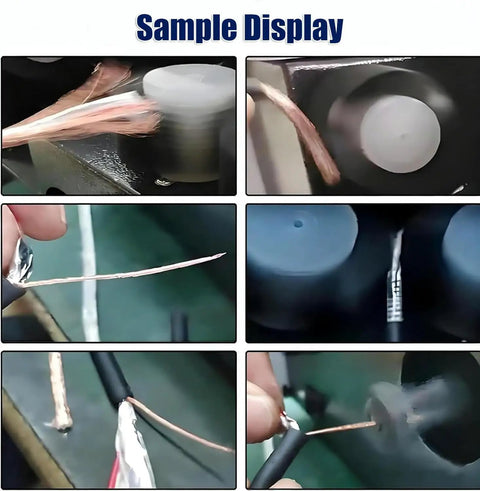 Images showing the Heavy Duty Three Brush Cable Shield Braid Machine processing shielded wire for electrical tasks.