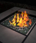 30-Inch Propane Fire Pit With Real Ceramic Tabletop And Glass Rock, 50000 BTU Outdoor Gas Fire Table With Lid, flames visible