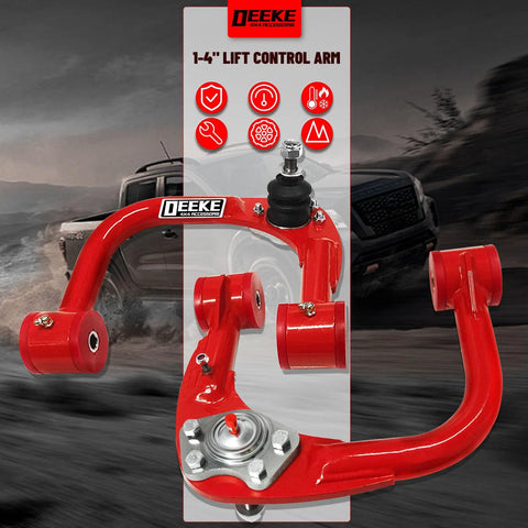 Beefy Front Upper Control Arms For 2005-2022 Toyota Tacoma With 1-4 Inch Lift, tubular alloy steel, red, off road ready