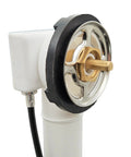 Heavy Duty 35 Inch Cable Drive Bathtub Drain Trim Kit Featuring A Rock Solid Brass Rotary Overflow Knob up-close view.