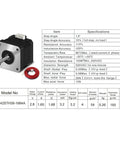 Five Pack Nema 17 Stepper Motors 17HS4401 Two Phase Bipolar 1.5A 59.5oz.in 42x42x38mm 4 Wire Cable One Meter specifications