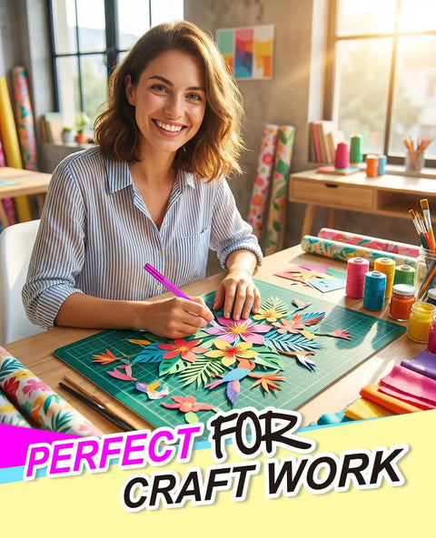 Person crafting with tools, highlighting Precision Hobby Knife Set With Ten Extra Blades And A Six Inch Steel Ruler
