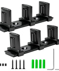 Three Roller Adjustable Floor Guide Kit For Double Bypass Sliding Doors Black Floor Mount Guides Two Pack with hardware