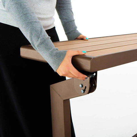 Convertible Bench To Table In Seconds Outdoor Furniture With Faux Wood Look No Fuss One Person Setup Weather Resistant Ultra Stable