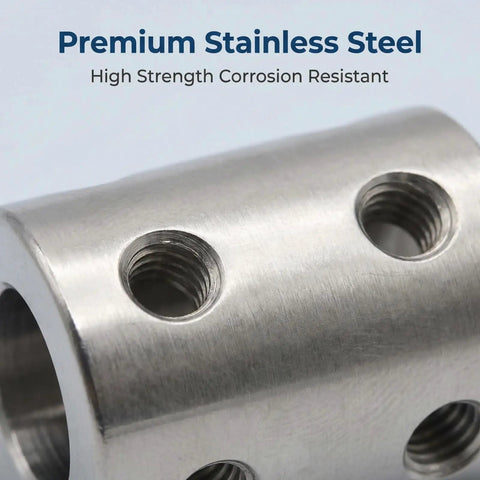 Stainless Steel Shaft Coupler 8mm To 10mm, Zero Backlash Rigid Coupler, 2 Pack For 3D Printers CNC Machines And Robotics, Precise Torque Transmission, Durable Motion Transfer close-up