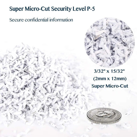 Super Micro Cut P5 Paper Shredder Crushes Eight Sheet Stacks Plastic Cards And Metal Staples As A No Fuss Daily Driver delivering finely shredded micro-cut paper.