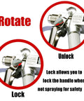 Built Tough Airless Paint Spray Gun With Nozzle Guard For Pump Sprayer 3600 Psi showing lock and unlock feature for safety.
