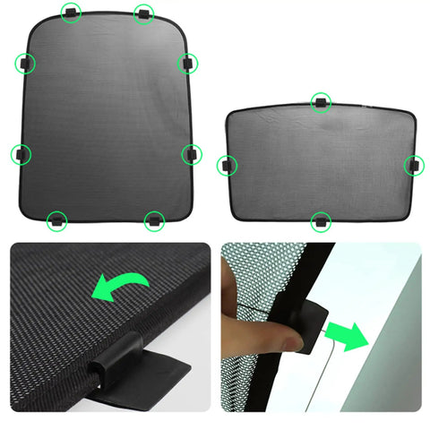 Tesla Sunshade Clips Kit For Model 3, Model Y, Model S, Model X And Cybertruck 2025 12Pcs Easy Install Sunroof Shade Inserts made from durable ABS and PC