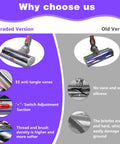 Comparison of Upgrade High Torque Beefy Brush Head Replacement Vacuum Head for V7 V8 V10 V11 V15 SV10 to traditional version.