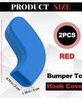Blue Front Bumper Tow Hook Covers Kit, 2Pcs shown in size dimensions for Jeep Wrangler JL JK 4Xe Gladiator JT 2007-2025