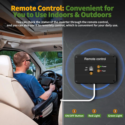 Power Up Anywhere With A 2000 Watt Pure Sine Wave Inverter That Turns 12V DC Into 110V 120V AC For Truck RV Home Solar Remote Control