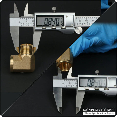 Two Piece Brass Street Elbow Pipe Fitting Half Inch NPT Male To Half Inch NPT Female 90 Degree Barstock Adapter measurement