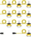 100ft Construction String Lights With 10 Integrated Jobsite LEDs, 10000LM Super Bright Work Light String, coiled cables visible