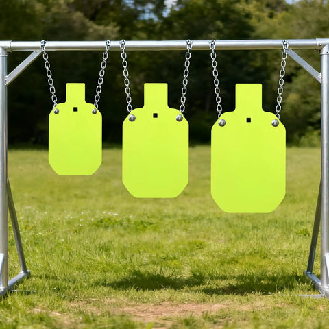 Neon Yellow 12 By 20 Inch Steel Gong Target For Pistol And Rifle Training, One Half Inch Thick AR500 Steel With Laser Cut Edges