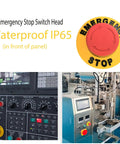 22mm Red Mushroom Emergency Stop Button Switch IP65 Waterproof SPDT With 1NO 1NC Contacts 10A 600V on control panel and machinery