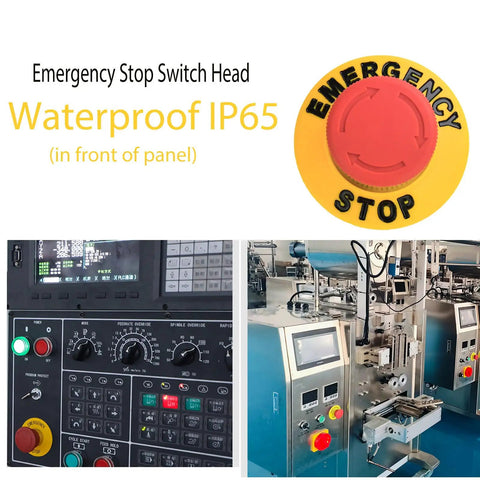 22mm Red Mushroom Emergency Stop Button Switch IP65 Waterproof SPDT With 1NO 1NC Contacts 10A 600V on control panel and machinery