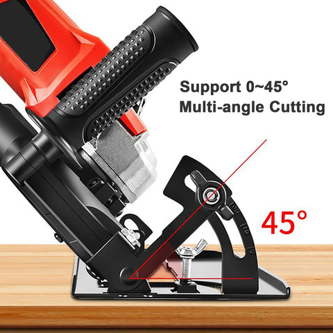 Angle Grinder Holder And Stand With 45 Degree Adjustable Mount And Shield Cover For 100 To 125Mm Grinders on a wooden table