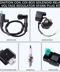 Beefed Up Ignition Coil Kit With 5 Pin CDI Box Solenoid 4 Pin Relay And Voltage Regulator Spark Plug Set for ATVs and Bikes