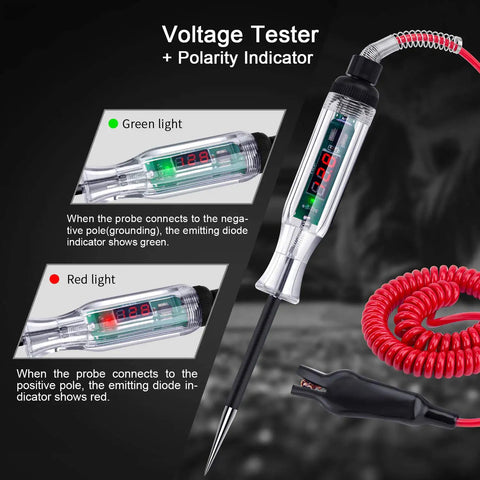 Digital LED Car Circuit Tester 2.6V To 32V Test Light with PU Spring Wire and Stainless Probe for Vehicle Systems