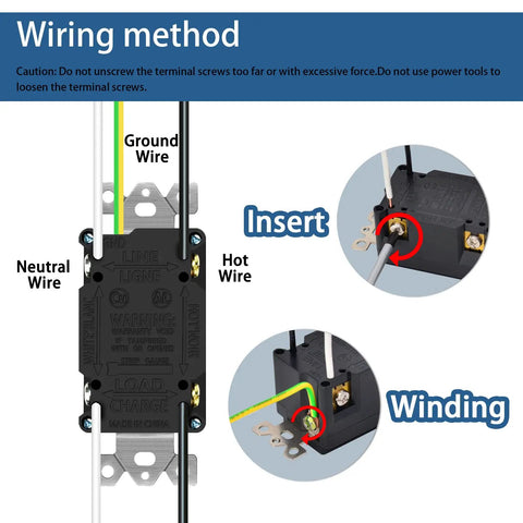 Wiring method illustration for Heavy Duty 15 Amp GFCI Outlets Deliver Rock Solid Ground Fault Safety With Total Hassle Free Wiring Plus Smooth Slim Profile And Matching White Panels Ensure A Crisp Room Look Etl Certified Non Tamper Resistant Duplex Receptacle 30 Pack.