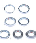 Precision Folding Tape Measure And Measuring Ruler Kit For Tough Woodworking Jobs High Visibility White Finish showing six flexible tape measures.