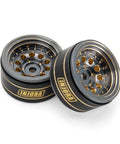 Beadlock Wheel Rims For 1/24 And 1/18 RC Crawlers, Brass Weight, Black Coated, 39g Per Wheel, Negative 2.65mm Offset